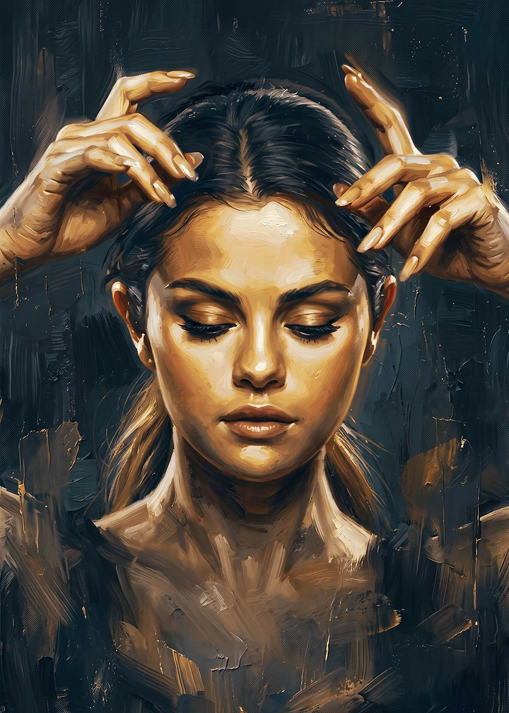 Oil Painting Portrait of Selena Gomez