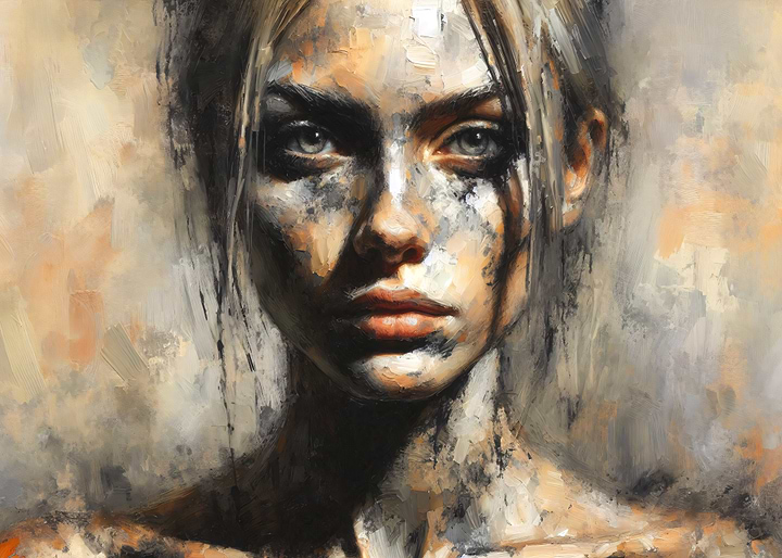 Impressionist Oil Portrait Of A Woman - Palette Knife Textured Painting