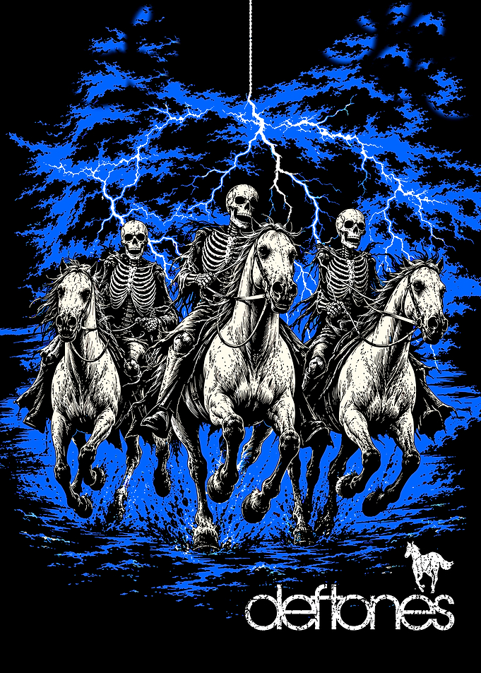 Deftones Skeleton Horsemen Lightning Graphic