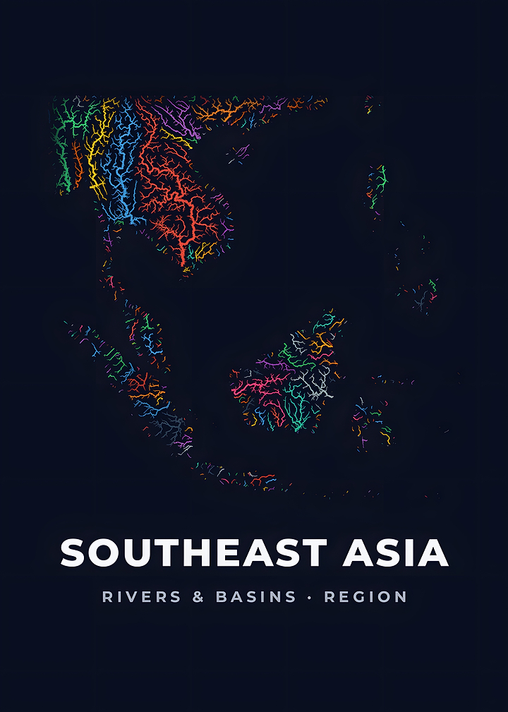 Southeast Asia Neon River Basin Map
