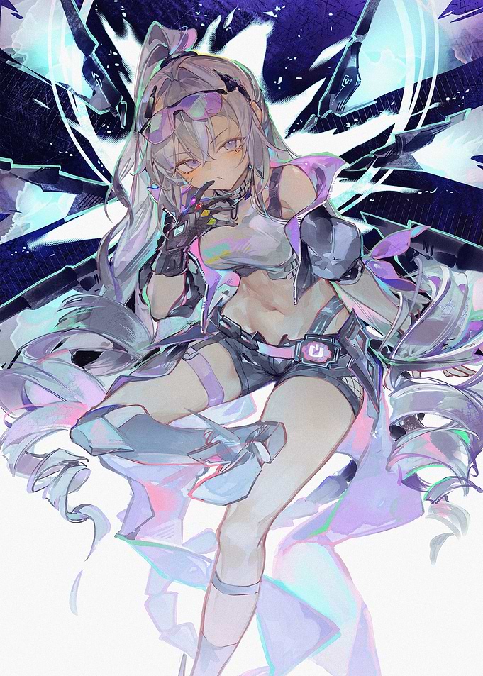 Silver-Haired Cyberpunk Anime Girl