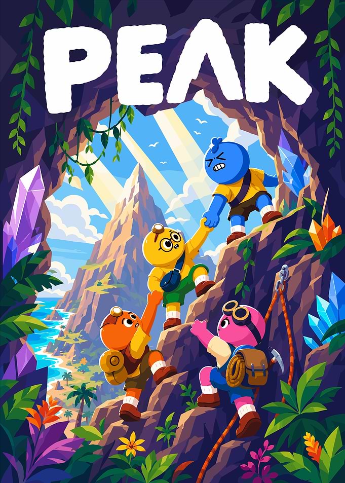 Peak Adventure Cartoon Illustration