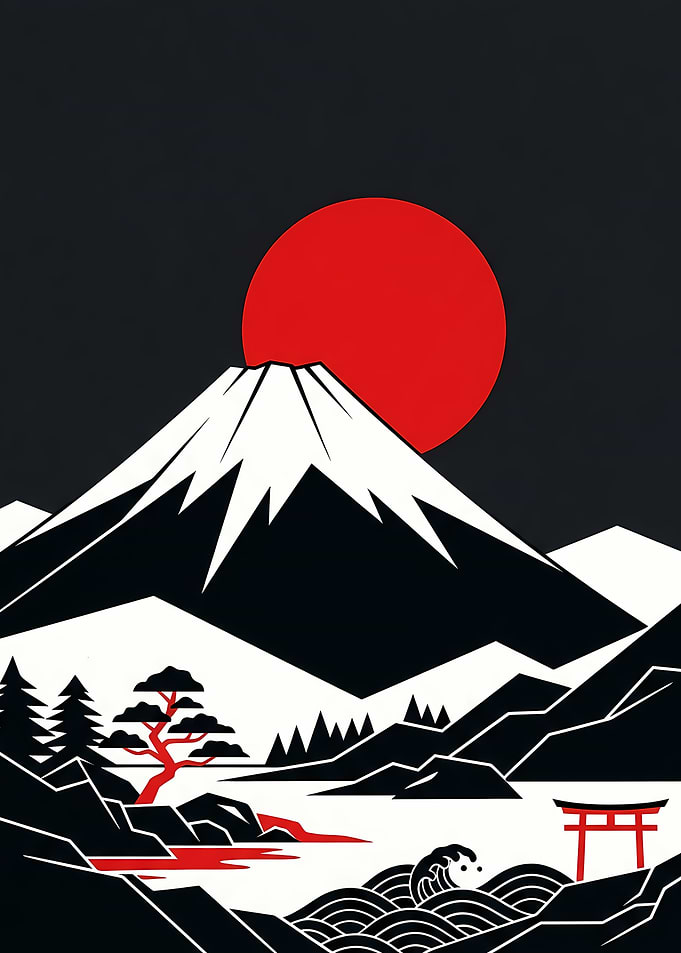 Minimalist Mount Fuji Japanese Landscape