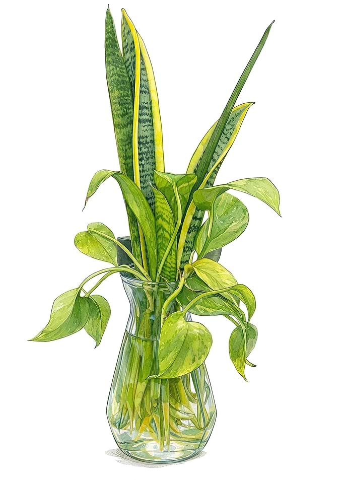 Watercolor Illustration of Potted Plants