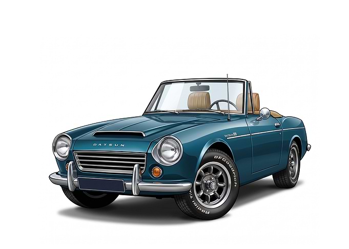 Classic Teal Datsun Roadster Convertible