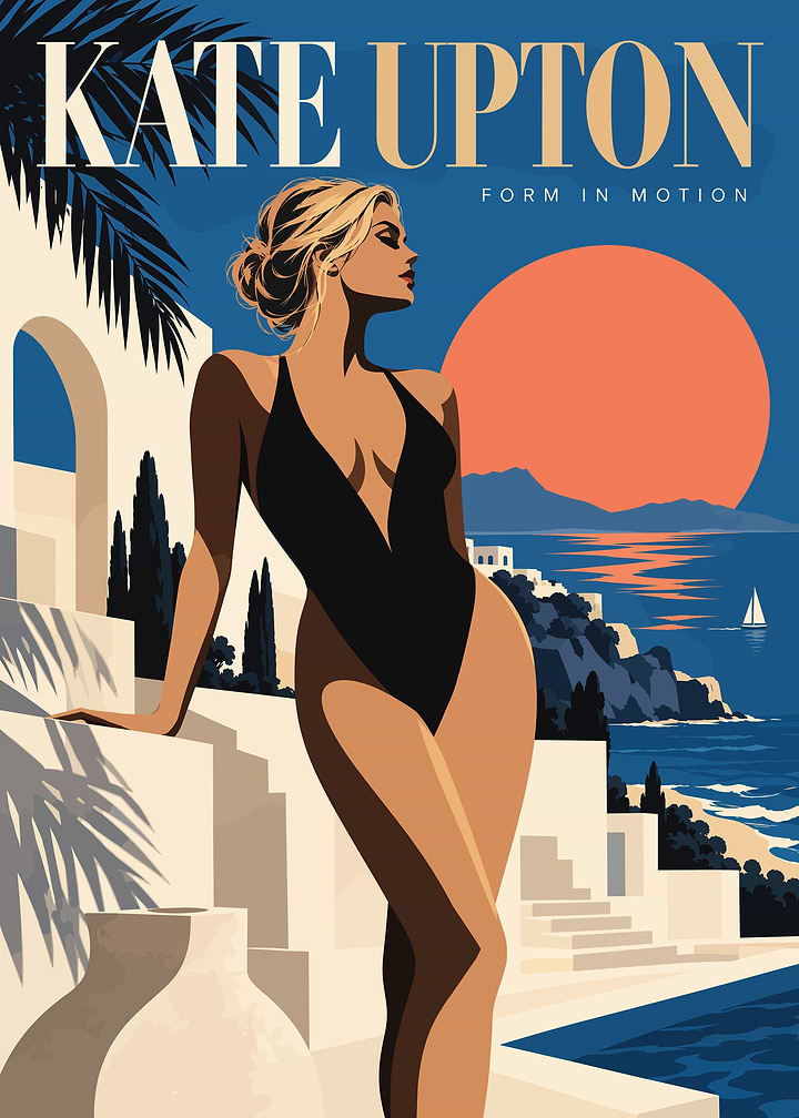 Kate Upton Vintage Travel Poster