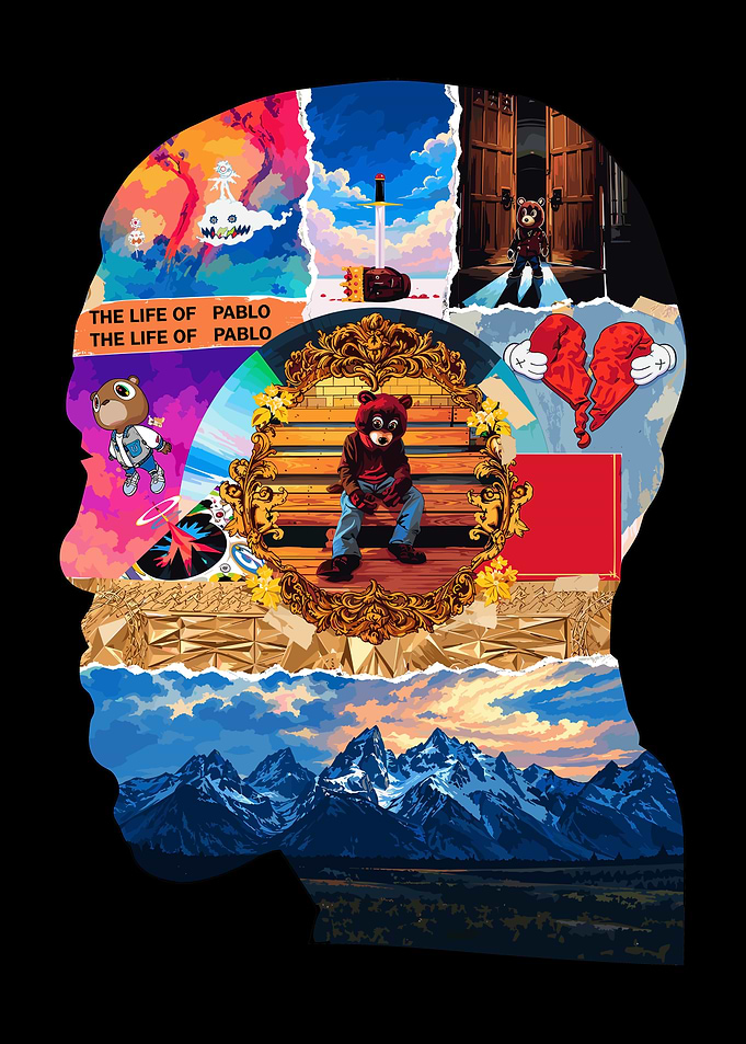 Kanye West Discography Collage Silhouette