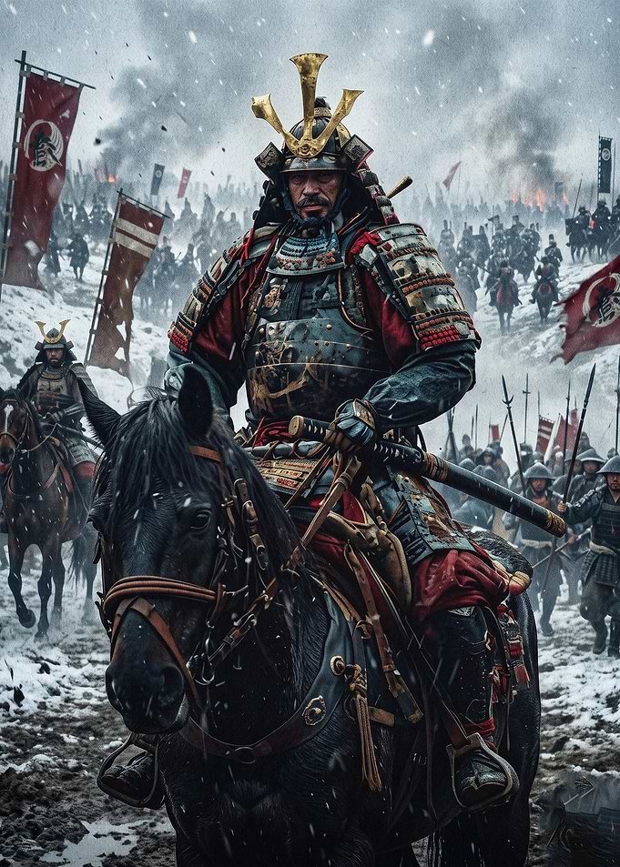 Samurai Horseback Battle Epic Art