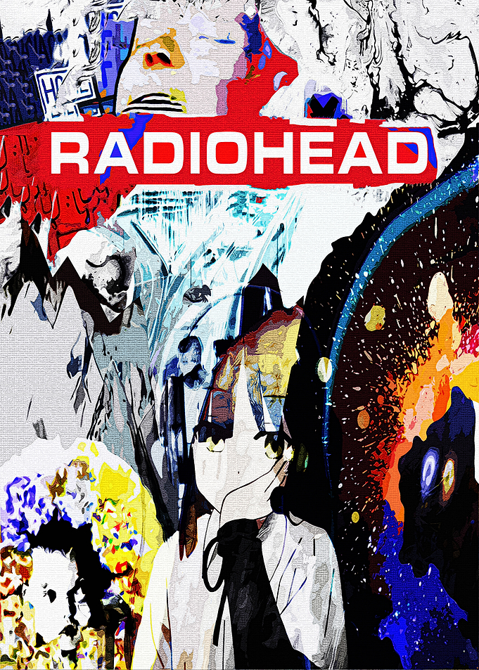 Radiohead Anime Style Collage Poster