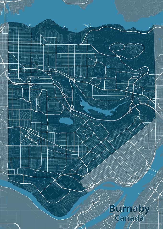 Burnaby Canada City Map Print