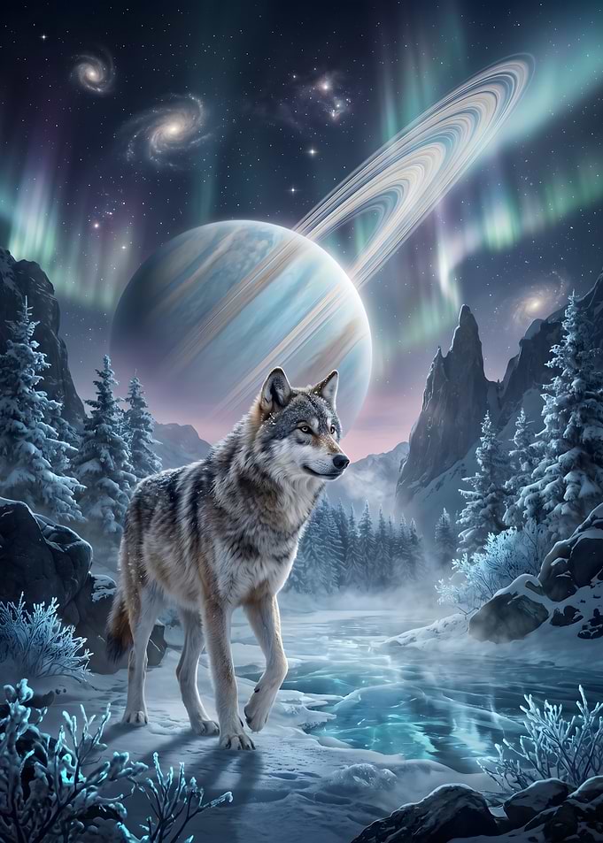 Wolf in a Cosmic Winter Landscape