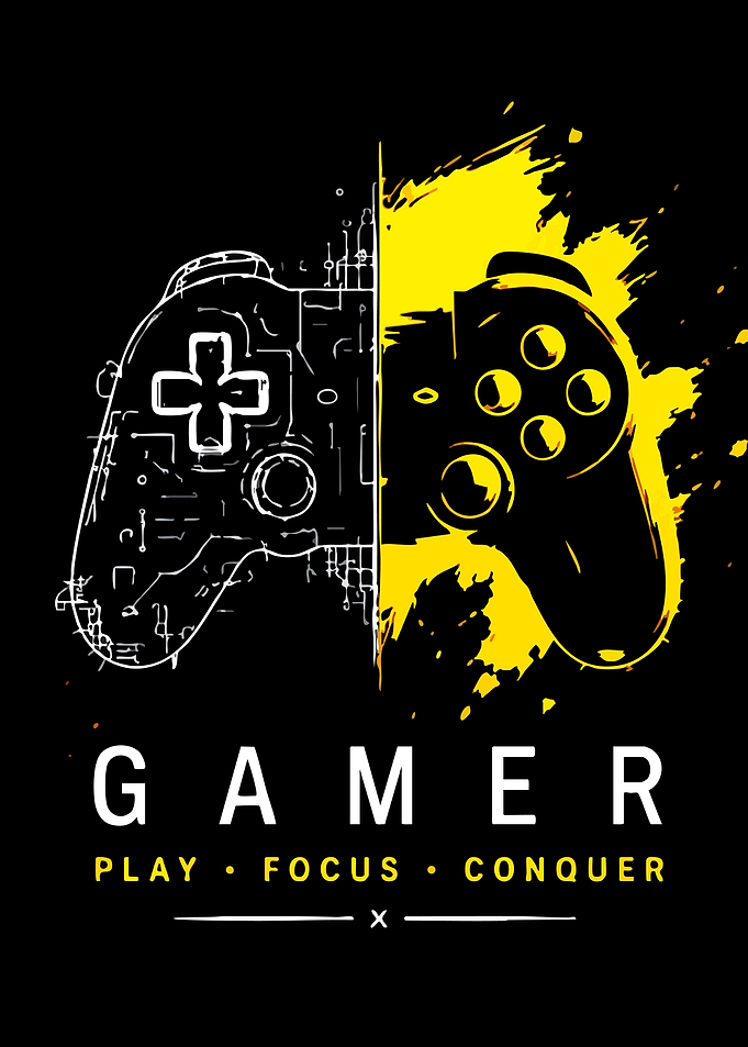 Gamer Play Focus Conquer Controller Art