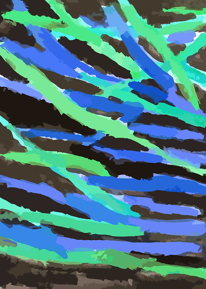 Abstract Blue and Green Brushstrokes
