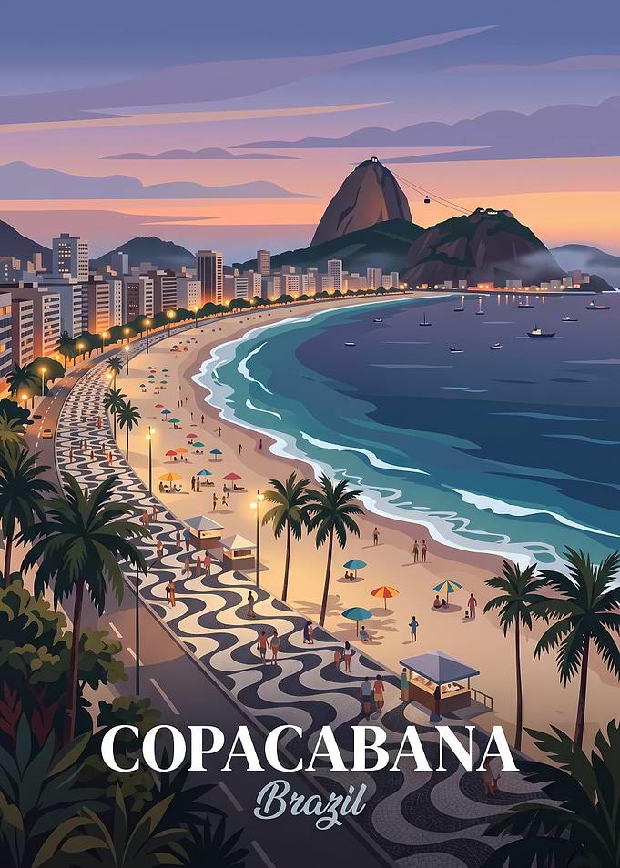 Copacabana Beach Rio de Janeiro Poster