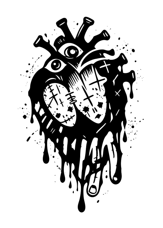 Surreal Dripping Anatomical Heart Illustration