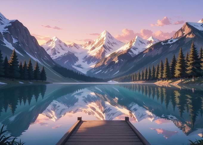 Serene Mountain Lake at Sunset
