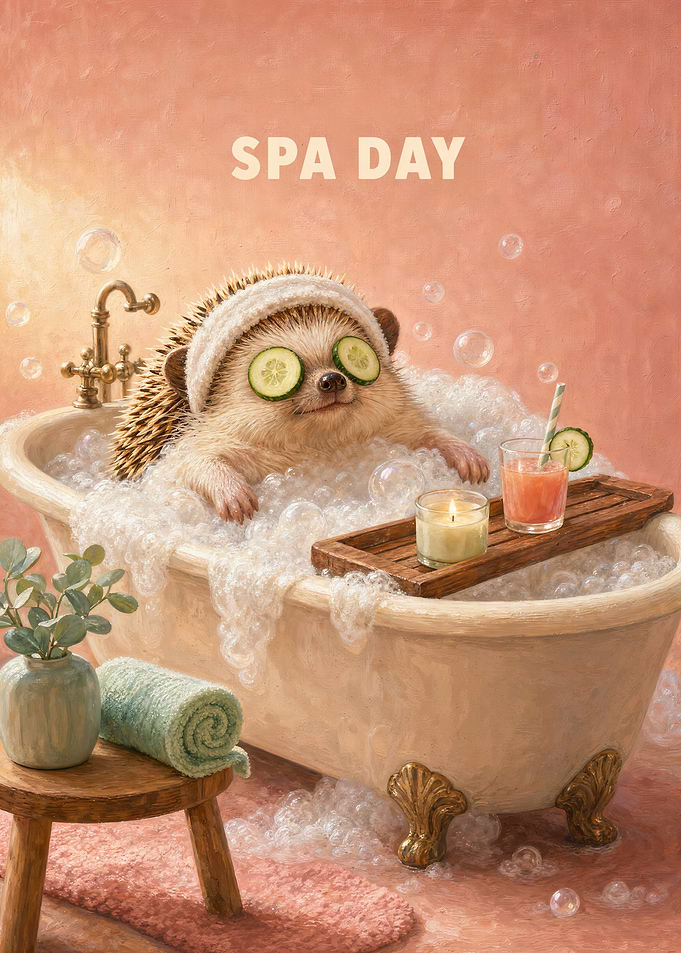 Hedgehog Enjoying a Relaxing Spa Day