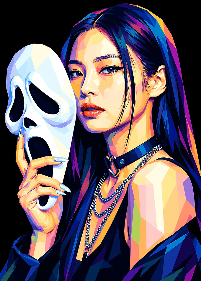 Jennie Kim with Scream Mask Pop Art