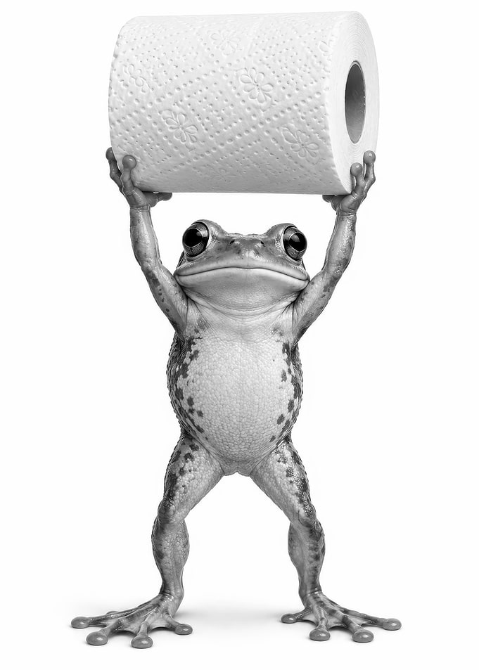Frog Holding Toilet Paper Roll