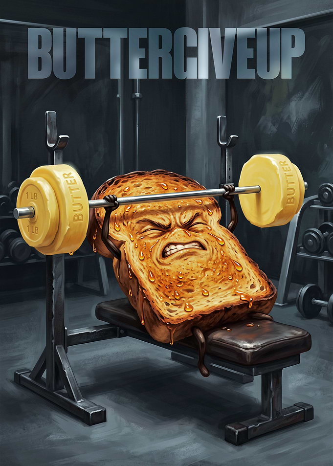 Buttergiveup Toast Lifting Weights