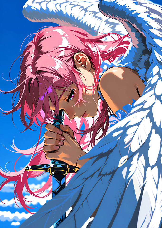 Anime Angel Holding a Sword