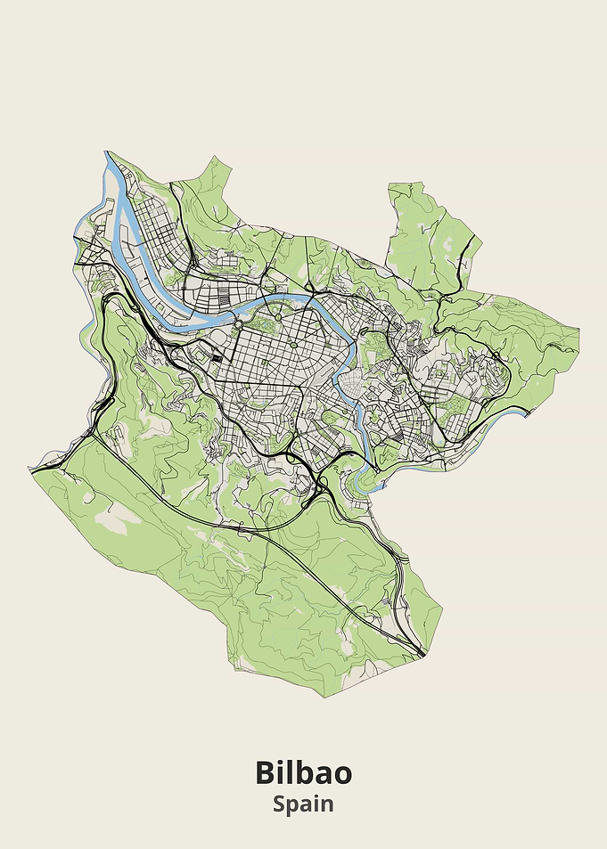 Minimalist Map of Bilbao, Spain