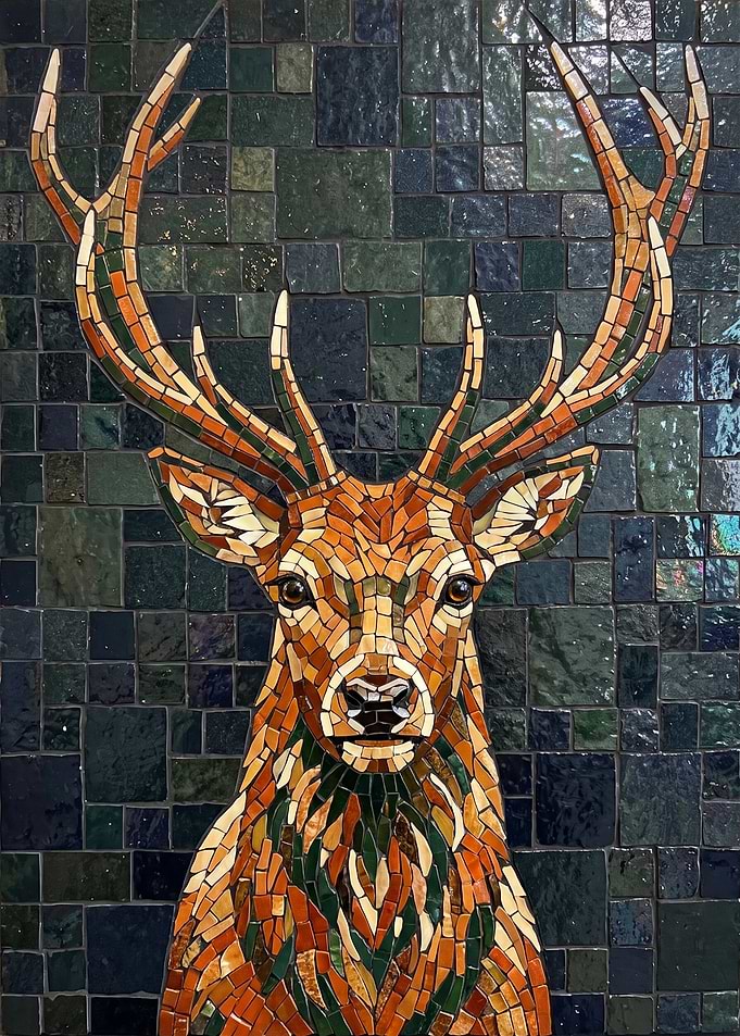 Mosaic Deer Portrait Wall Art