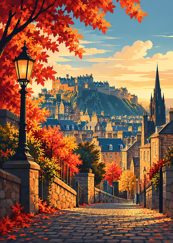 Autumnal View of Edinburgh Castle