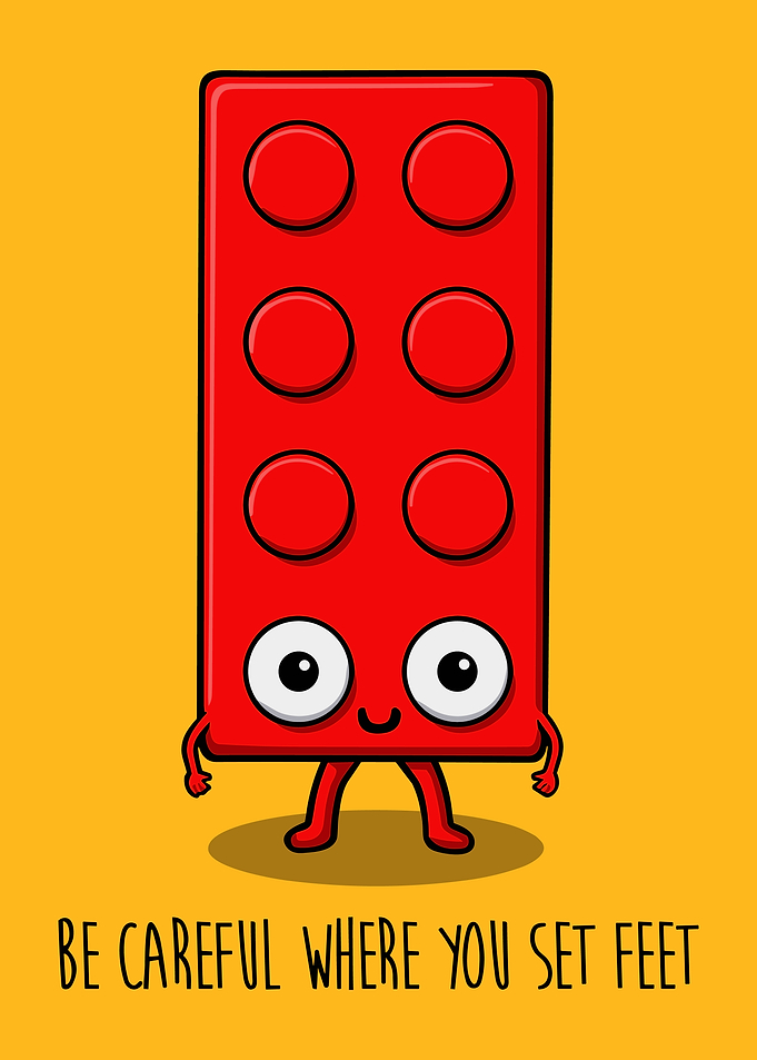 Cute Red Lego Brick Character