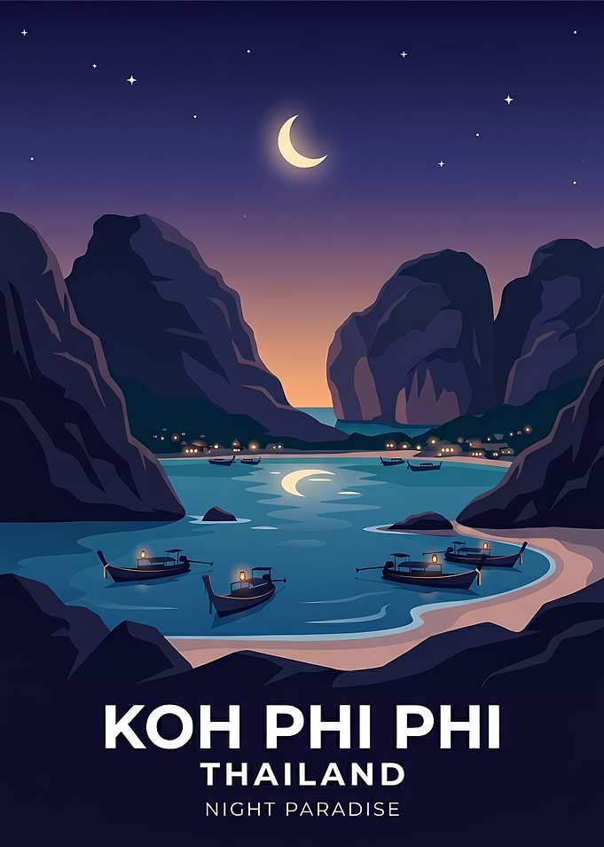 Koh Phi Phi Thailand Night Poster