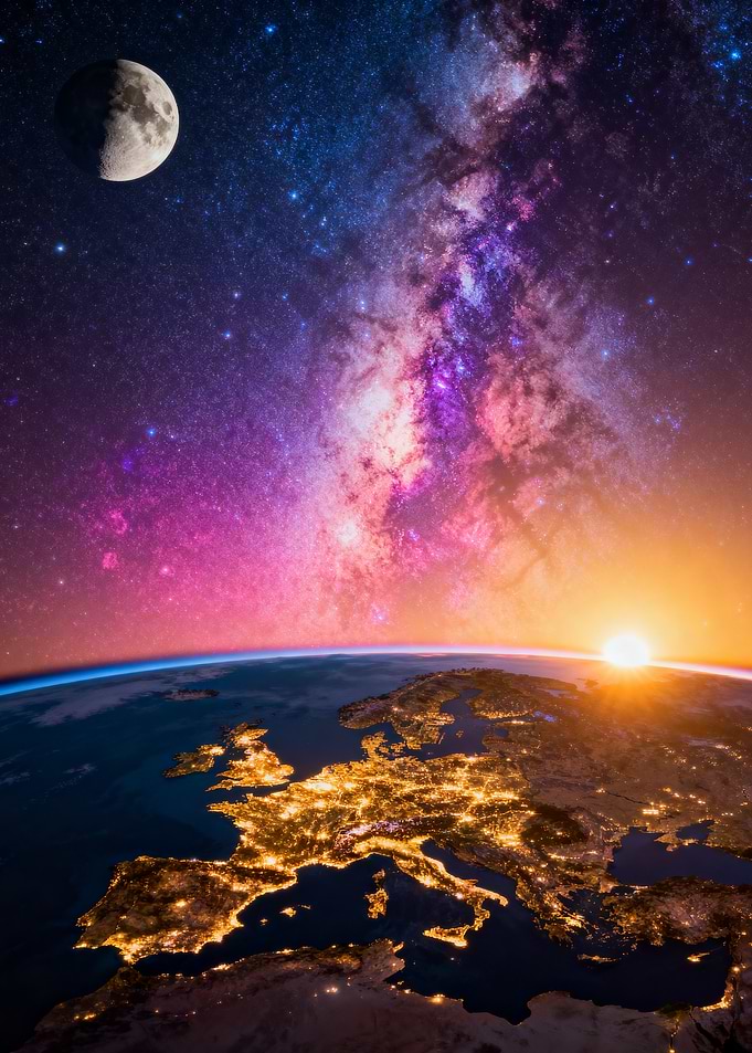 Europe at Night from Space