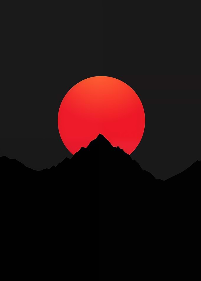 Minimalist Mountain Sunset Silhouette