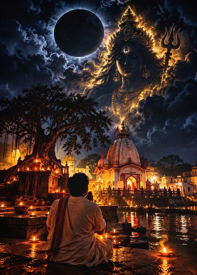 Shiva Deity Temple Night Poster