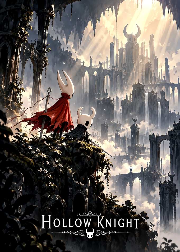 Hollow Knight and Hornet Overlooking Kingdom