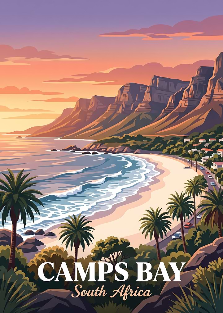 Camps Bay South Africa Travel Poster