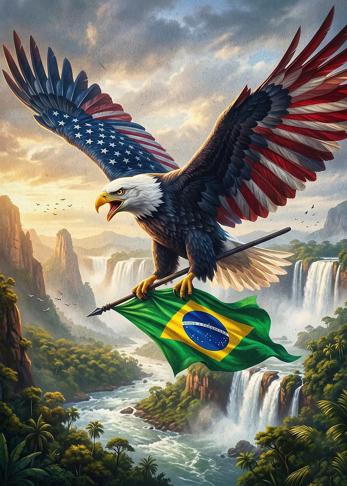 Eagle Brazil Flag Patriotic Art