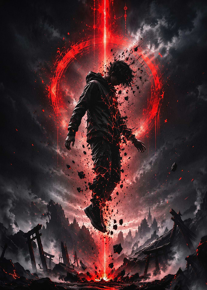 Dark Soul Floating Red Glow Poster