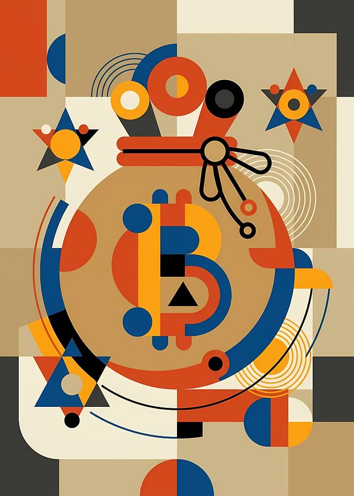 Abstract Geometric Money Bag Art