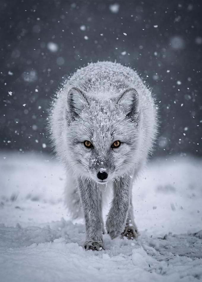 Arctic Fox Walking in Snow