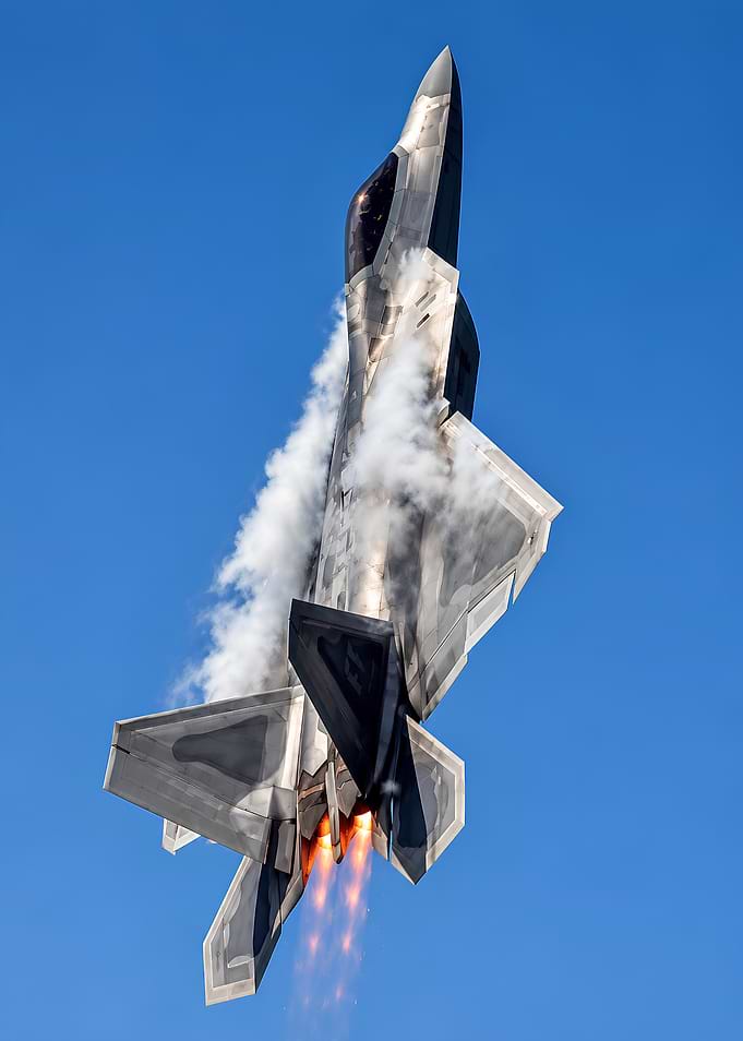 F-22 Raptor Performing Vertical Climb