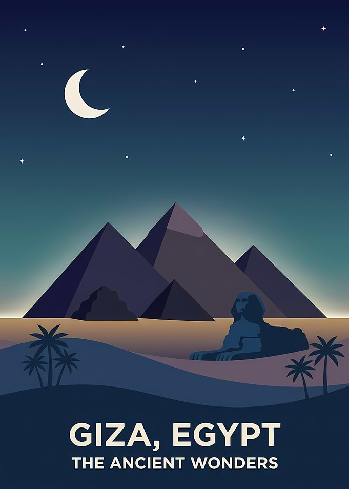 Giza Egypt Ancient Wonders Travel Poster