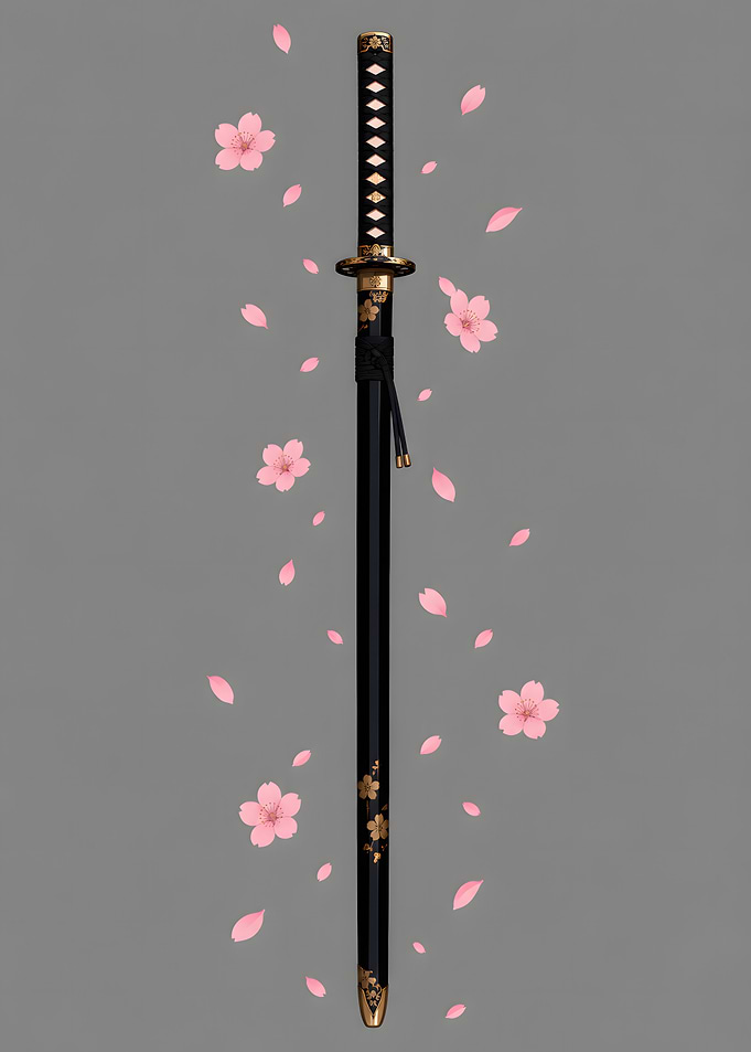 Elegant Katana with Cherry Blossoms