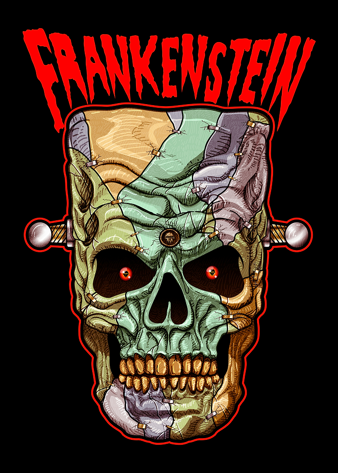 Frankenstein Monster Skull Graphic
