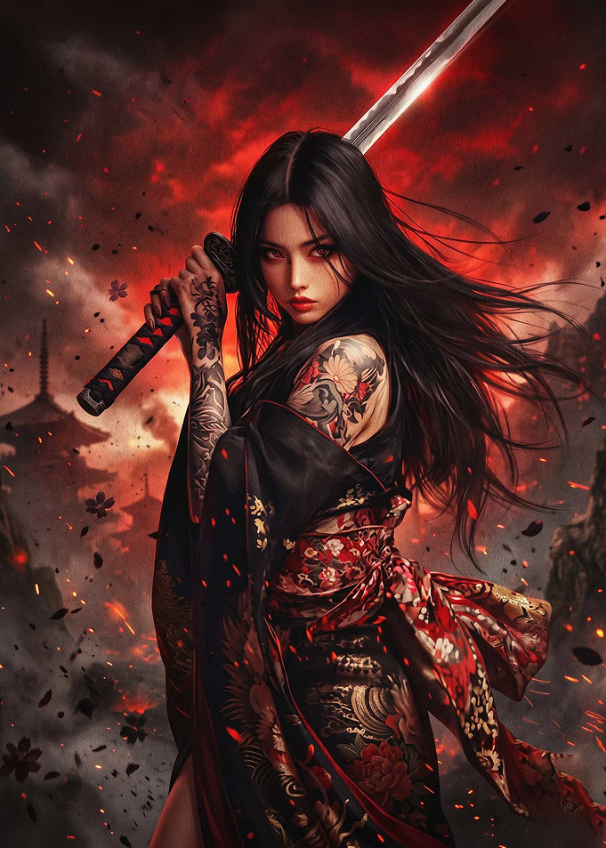 Samurai Girl Sword Fantasy Art