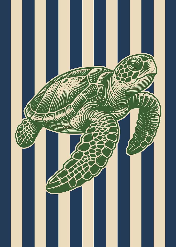 Vintage Style Sea Turtle Illustration