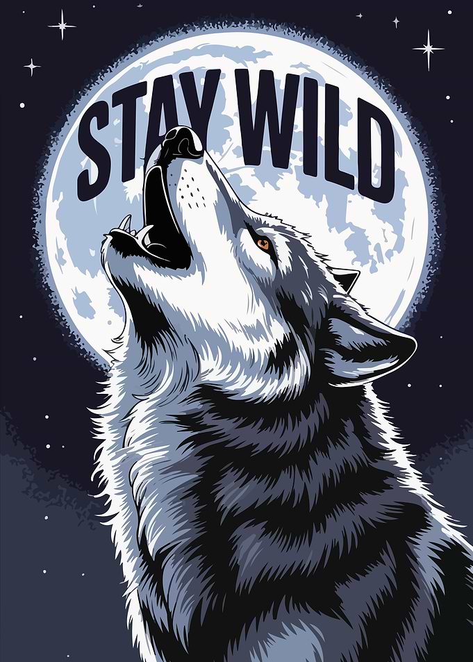 Stay Wild Wolf Moon Illustration