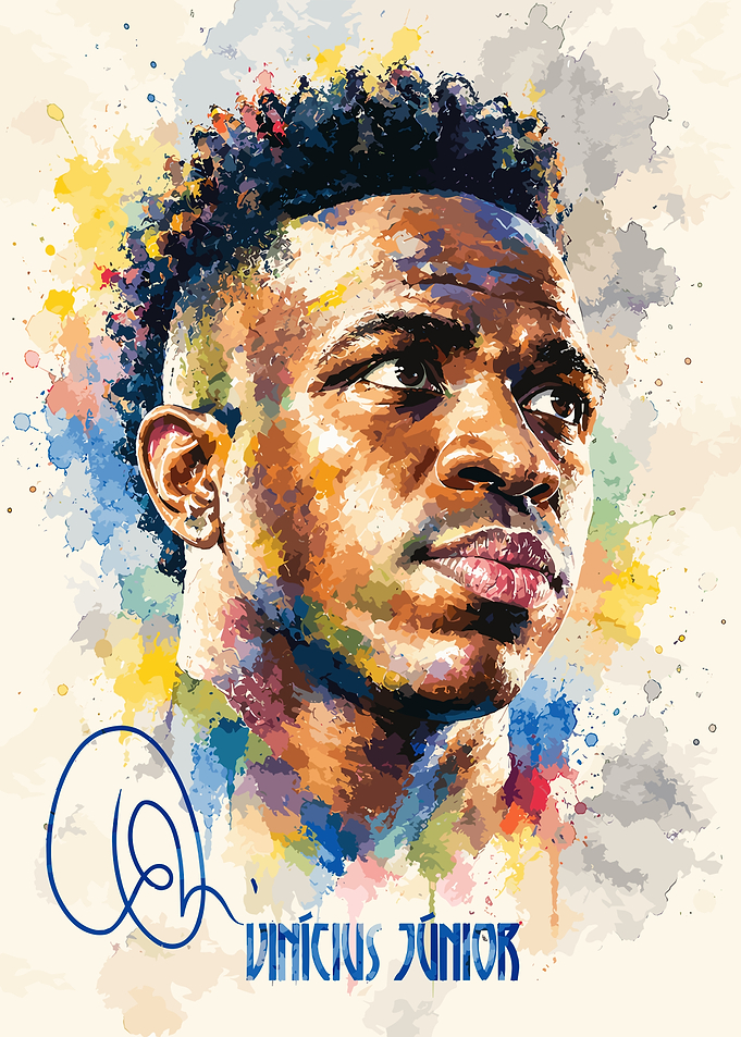 Vinícius Júnior Watercolor Portrait Art