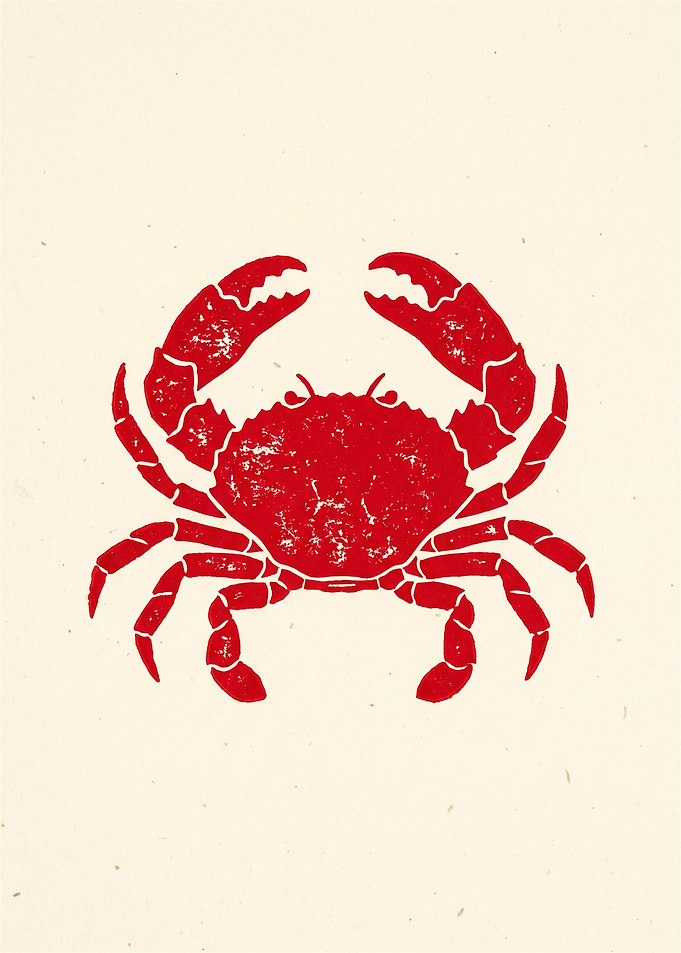 Minimalist Red Crab Illustration