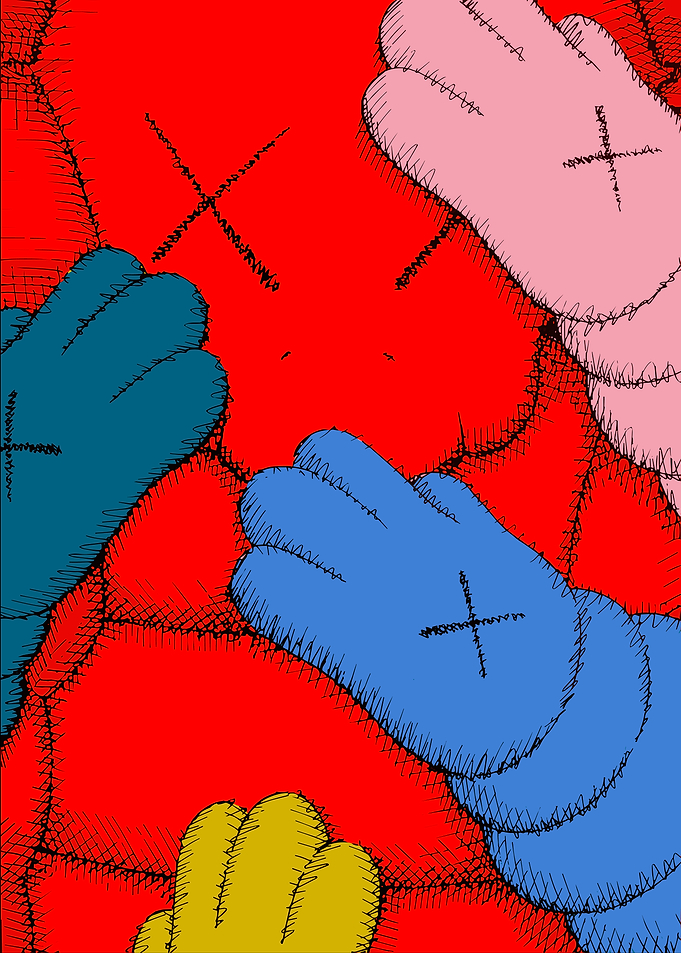 KAWS Colorful Hands Pop Art