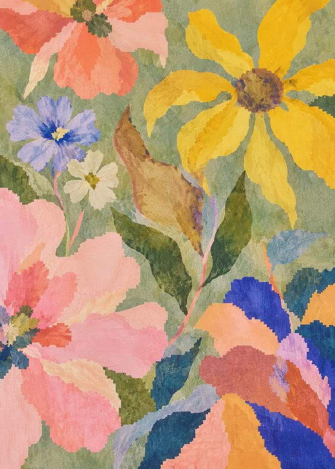 Vibrant Watercolor Floral Garden Painting